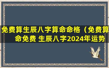 免费算生辰八字算命命格（免费算命免费 生辰八字2024年运势）